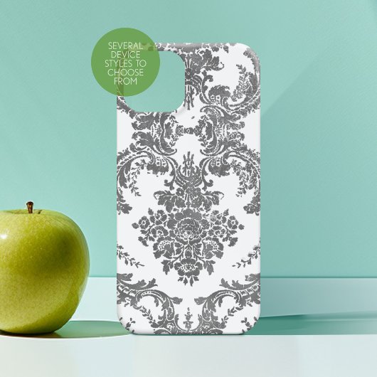 Damaspatroon - Grijs en wit Case-Mate iPhone Case