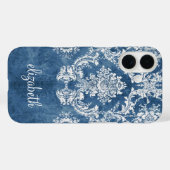 Damaspatroon - Grungy Sapphire Blue Case-Mate iPhone Case (Achterkant (horizontaal))