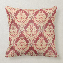 Damaspatroon in crème en rood