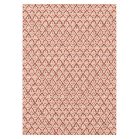 Damaspatroon in crème en rood Tafelkleed (Voorkant)