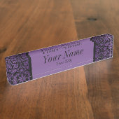 Damaspatroon in Paars en zwart | DIY-tekst Naambordje (Zijkant)
