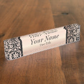 Damaspatroon in roze Rose en Black | DIY-tekst Naambordje (Zijkant)