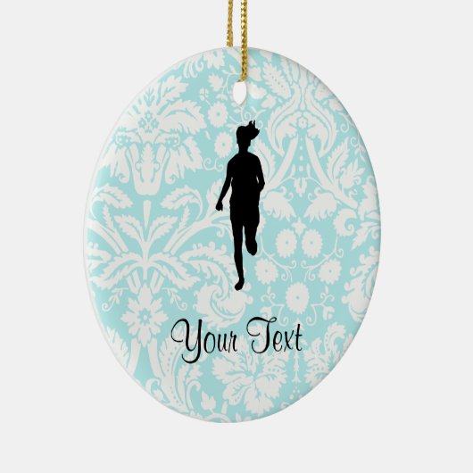 Damaspatroon; Meisje aan het lopen Keramisch Ornament (Rechts)