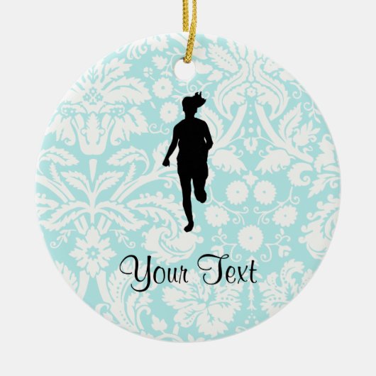 Damaspatroon; Meisje aan het lopen Keramisch Ornament (Voorkant)