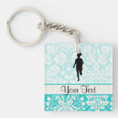 Damaspatroon; Meisje aan het lopen Sleutelhanger (Voorkant)