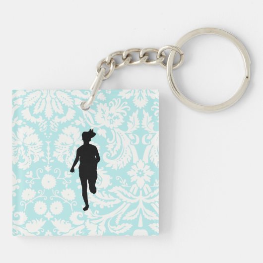 Damaspatroon; Meisje aan het lopen Sleutelhanger (Achterkant)