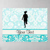 Damaspatroon; meisje loopt poster (Voorkant)