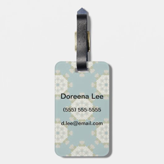 Damaspatroon met abstracte elementen bagagelabel (Achterkant verticaal)