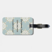 Damaspatroon met abstracte elementen bagagelabel (Achterkant horizontaal)