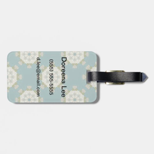 Damaspatroon met abstracte elementen bagagelabel (Achterkant horizontaal)