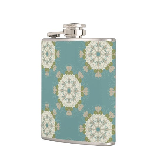 Damaspatroon met abstracte elementen heupfles (Links)