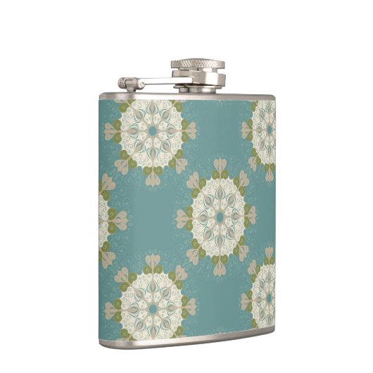 Damaspatroon met abstracte elementen heupfles (Rechts)