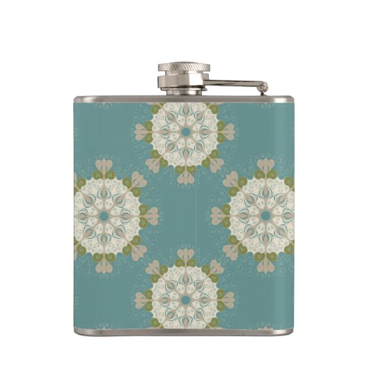 Damaspatroon met abstracte elementen heupfles (Achterkant)