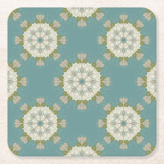 Damaspatroon met abstracte elementen kartonnen onderzetters (Voorkant)