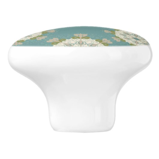 Damaspatroon met abstracte elementen keramische knop (Zijkant)