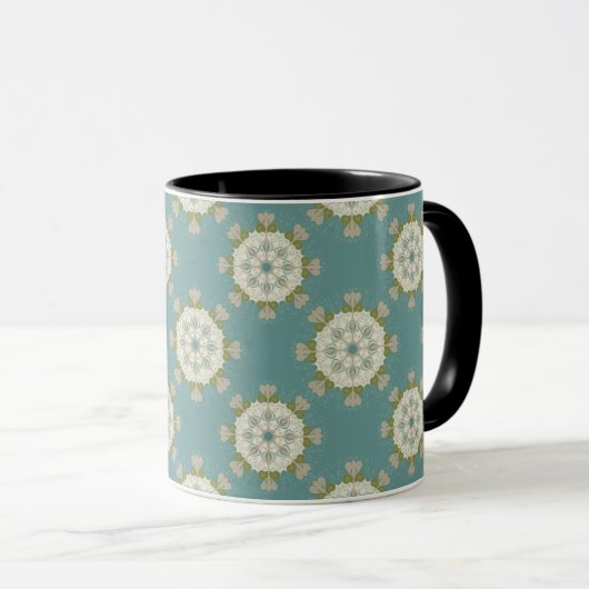 Damaspatroon met abstracte elementen mok (Voorkant rechts)