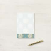 Damaspatroon met abstracte elementen post-it® notes (Op bureau)