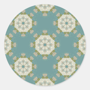Damaspatroon met abstracte elementen ronde sticker