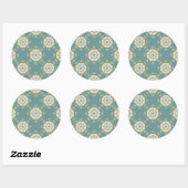 Damaspatroon met abstracte elementen ronde sticker (Vel)