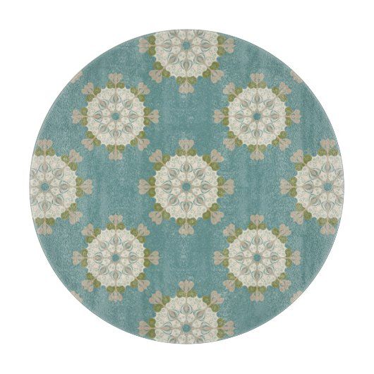 Damaspatroon met abstracte elementen snijplank (Voorkant)