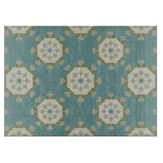 Damaspatroon met abstracte elementen snijplank (Voorkant)