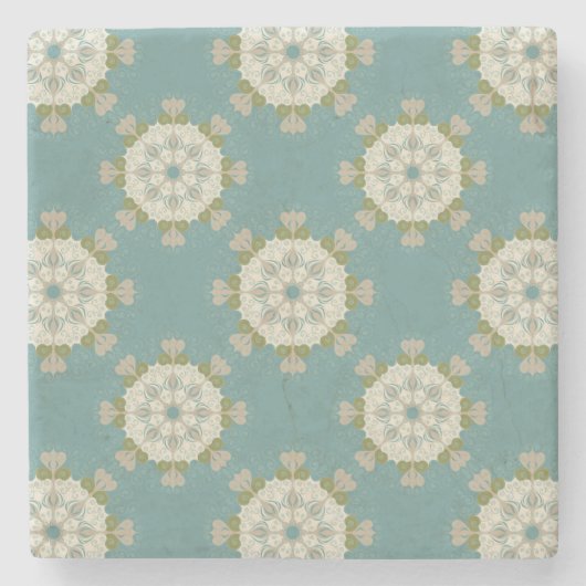 Damaspatroon met abstracte elementen stenen onderzetter (Voorkant)