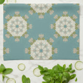 Damaspatroon met abstracte elementen theedoek (Gevouwen)