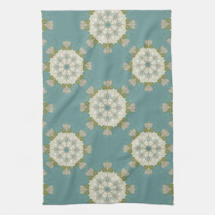 Damaspatroon met abstracte elementen theedoek