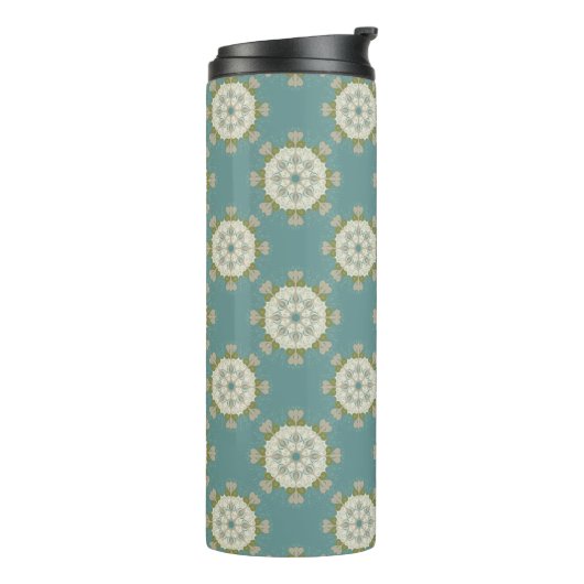 Damaspatroon met abstracte elementen thermosbeker (Gedraaid links)