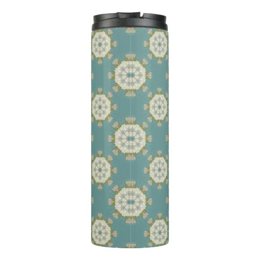 Damaspatroon met abstracte elementen thermosbeker (Achterkant)