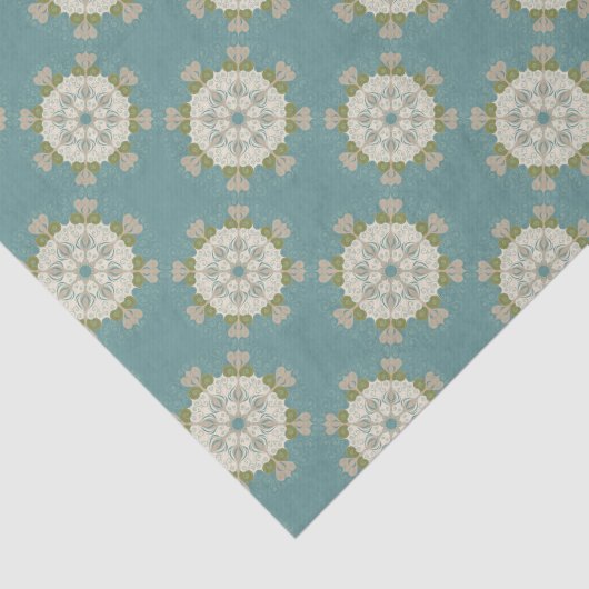 Damaspatroon met abstracte elementen tissuepapier (Detail)