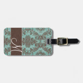  Damaspatroon met monogram Bagagelabel (Voorkant horizontaal)