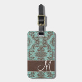  Damaspatroon met monogram Bagagelabel (Voorkant verticaal)