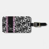 Damaspatroon met monogram Bagagelabel (Voorkant horizontaal)