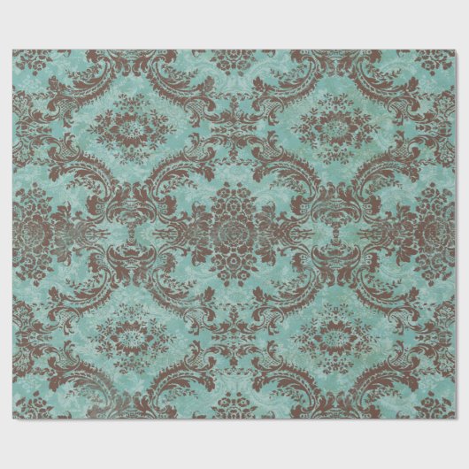 Damaspatroon met monogram Cadeaupapier (Vlak)