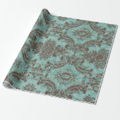 Damaspatroon met monogram Cadeaupapier (Uitgerold)