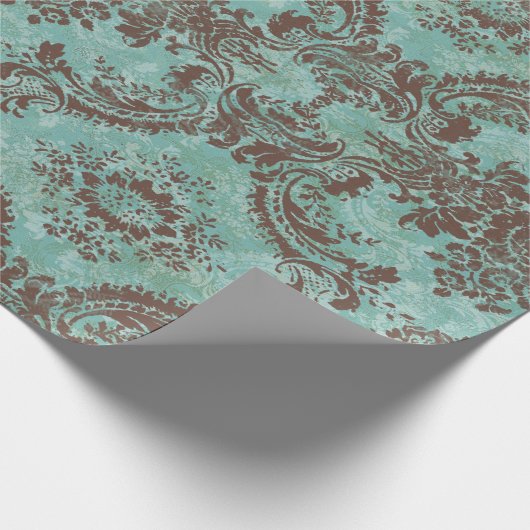 Damaspatroon met monogram Cadeaupapier (Hoek)