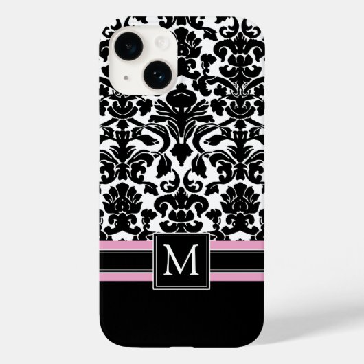 Damaspatroon met monogram Case-Mate iPhone case (Achterkant)