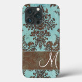 Damaspatroon met monogram Case-Mate iPhone Case (Achterkant)