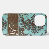 Damaspatroon met monogram Case-Mate iPhone Case (Achterkant (horizontaal))