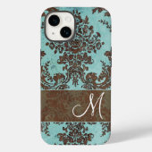 Damaspatroon met monogram Case-Mate iPhone Case (Achterkant)