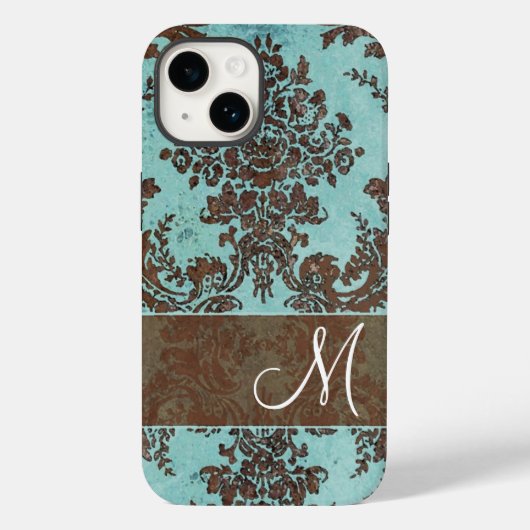 Damaspatroon met monogram Case-Mate iPhone Case (Achterkant)