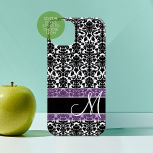 Damaspatroon met monogram iPhone 15 pro case