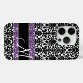 Damaspatroon met monogram Case-Mate iPhone case (Achterkant (horizontaal))