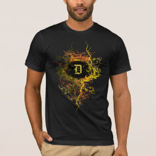 Damaspatroon met Monogram Letter D T-shirt