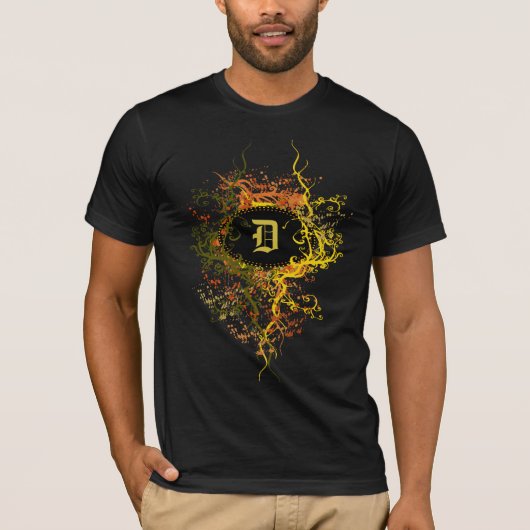 Damaspatroon met Monogram Letter D T-shirt (Voorkant)