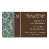  Damaspatroon met monogram Magnetisch Visitekaartje (Voorkant)