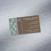  Damaspatroon met monogram Magnetisch Visitekaartje (Voorbeeld)