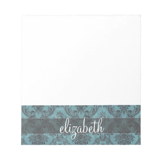  Damaspatroon met monogram Notitieblok (Voorkant)