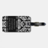 Damaspatroon met zwart monogram wit Bagagelabel (Achterkant horizontaal)